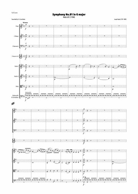 Haydn Symphony No 81 In G Major Hob I 81 Sheet Music