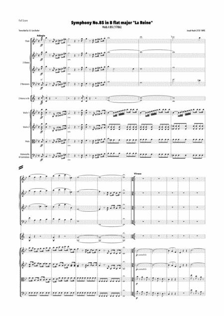 Haydn Symphony No 85 In B Flat Major Hob I 85 La Reine Sheet Music