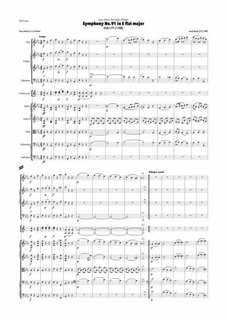 Free Sheet Music Haydn Symphony No 91 In E Flat Major Hob I 91