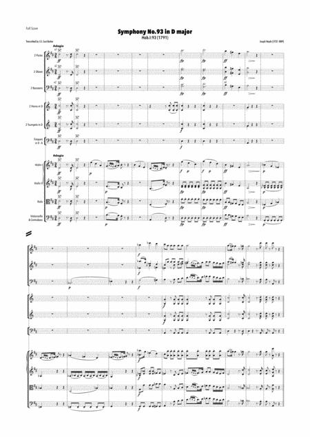 Haydn Symphony No 93 In D Major Hob I 93 Sheet Music