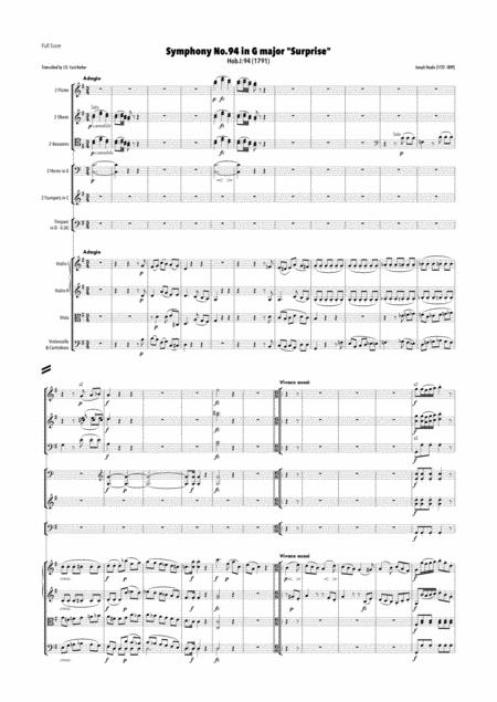 Haydn Symphony No 94 In G Major Hob I 94 Surprise Sheet Music