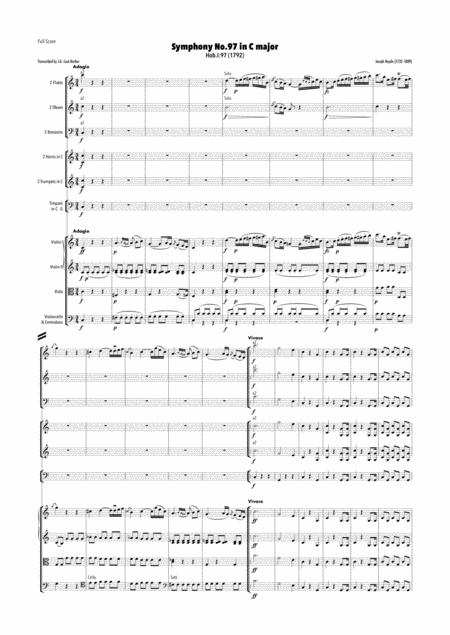 Free Sheet Music Haydn Symphony No 97 In C Major Hob I 97
