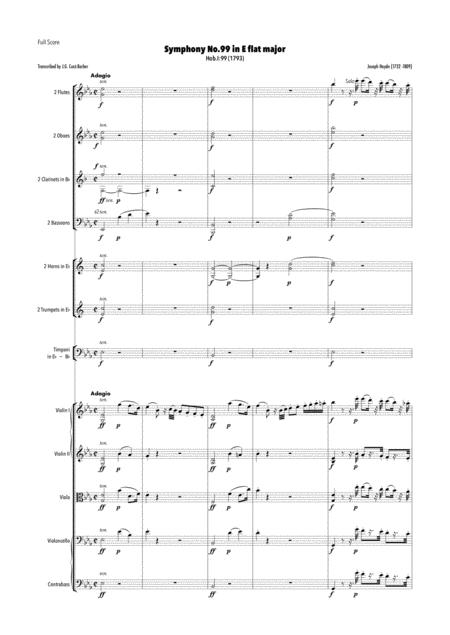 Haydn Symphony No 99 In E Flat Major Hob I 99 Sheet Music