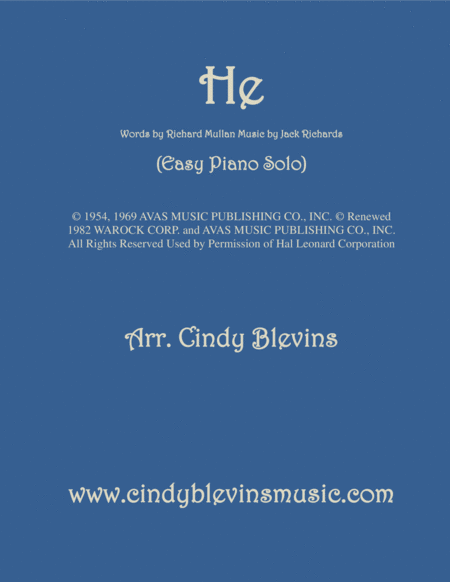 He An Easy Piano Solo Arrangement Sheet Music