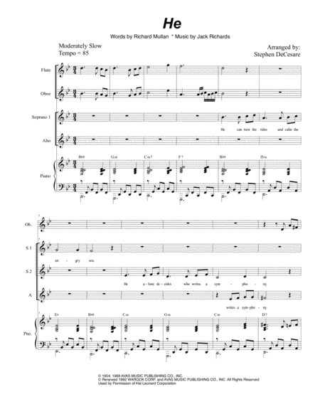 Free Sheet Music He For Ssa