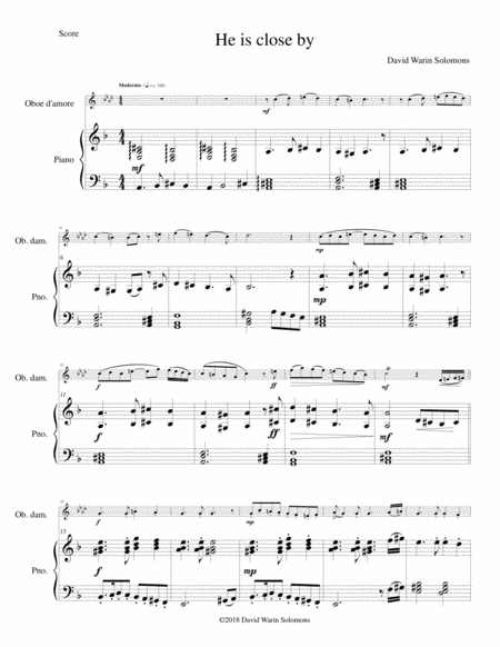 Free Sheet Music He Is Close By For Oboe D Amore And Piano