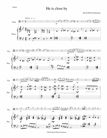 Free Sheet Music He Is Close By For Viola And Piano