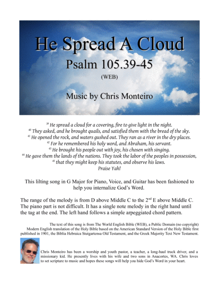 He Spread A Cloud Psalm 105 39 45 Web Sheet Music