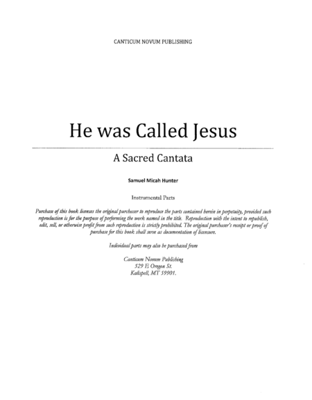 He Was Called Jesus A Sacred Cantata Instrumental Parts Sheet Music