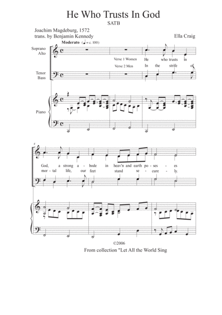 He Who Trusts In God Sheet Music