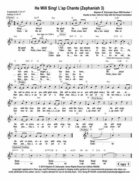 He Will Sing Zephaniah 3 Worship Team Edition Sheet Music