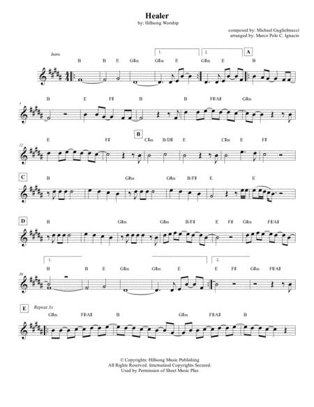 Healer Lead Sheet Hillsong United Sheet Music