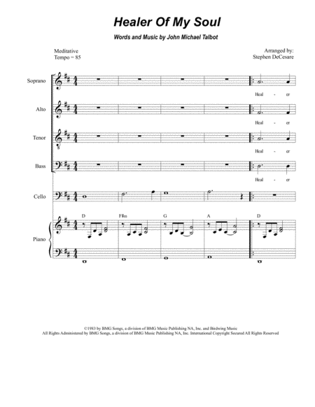 Free Sheet Music Healer Of My Soul For Satb