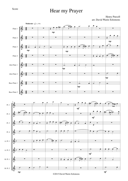 Hear My Prayer For Flute Choir Sheet Music