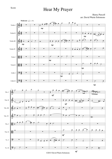 Hear My Prayer For String Octet Or String Orchestra Sheet Music