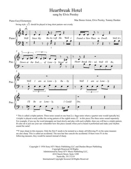 Free Sheet Music Heartbreak Hotel