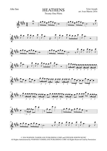 Heathens For Alto Sax Sheet Music