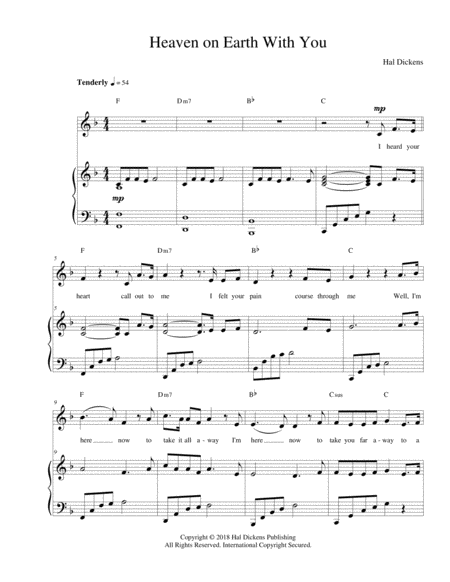 Free Sheet Music Heaven On Earth With You