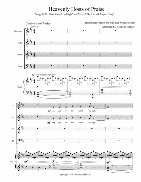 Free Sheet Music Heavenly Hosts Of Praise Choral Satb