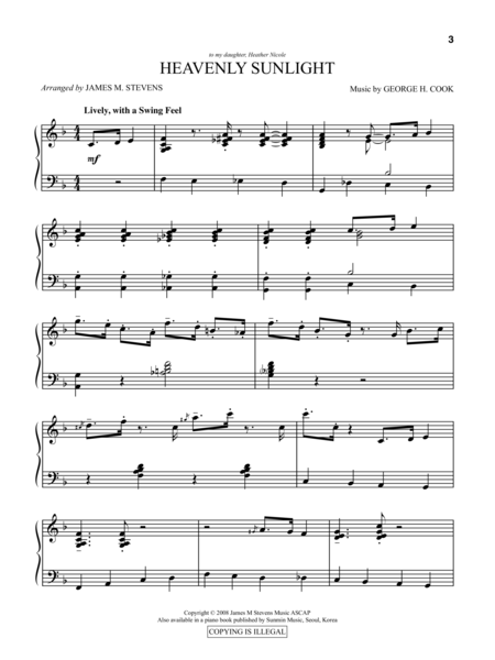 Free Sheet Music Heavenly Sunlight Piano Hymn Arrangement