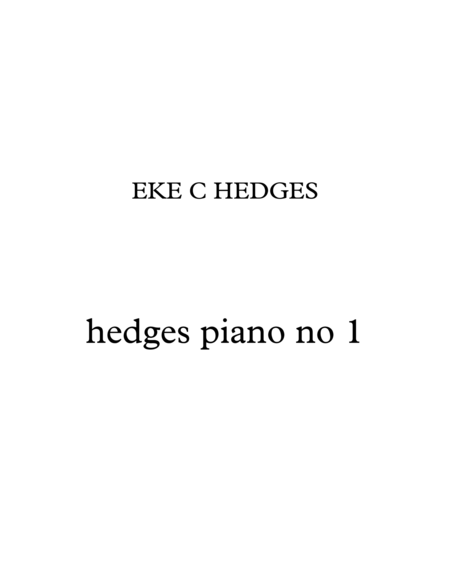 Hedges Piano No 1 Sheet Music