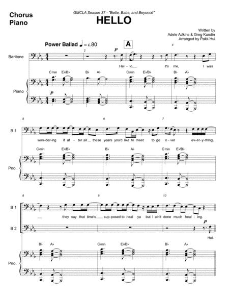 Hello By Adele Ttbb Piano Sheet Music