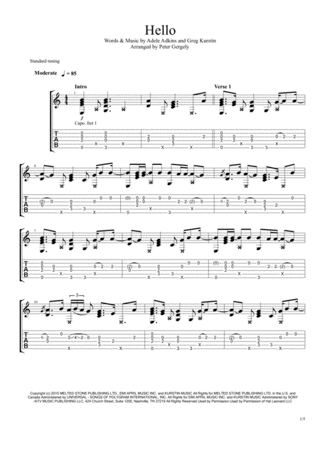 Hello Fingerstyle Guitar Sheet Music