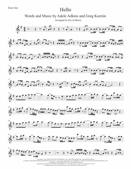 Hello Tenor Sax Sheet Music