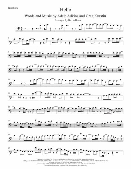 Hello Trombone Easy Key Of C Sheet Music