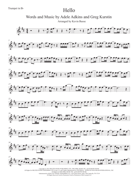 Hello Trumpet Easy Key Of C Sheet Music