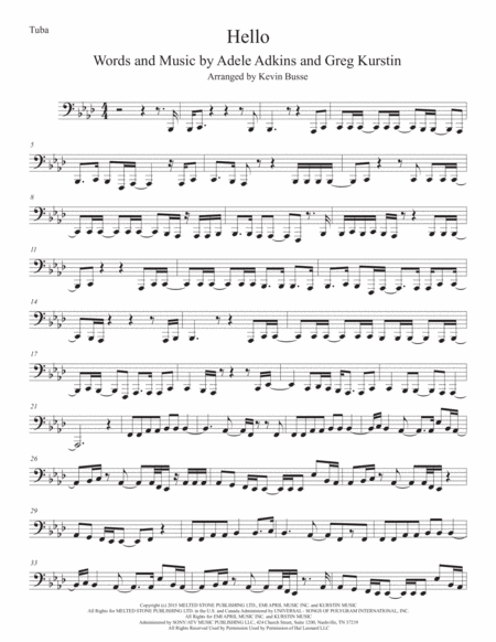 Hello Tuba Original Key Sheet Music