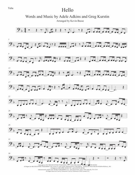 Free Sheet Music Hello Tuba