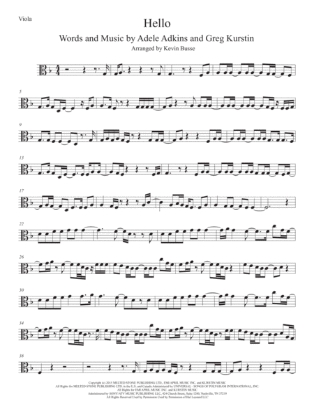 Free Sheet Music Hello Viola
