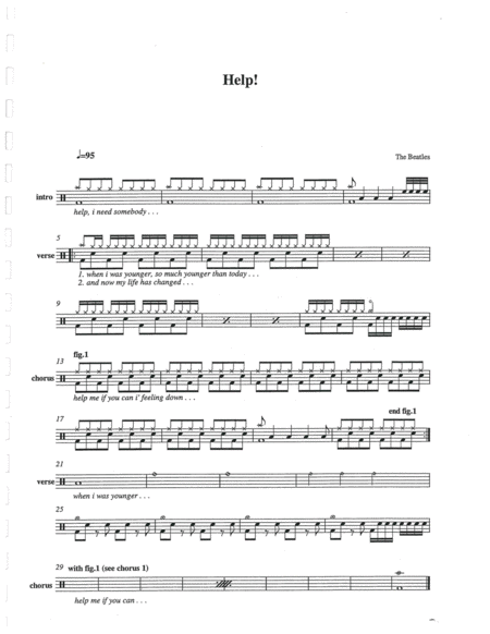 Free Sheet Music Help Drum Chart