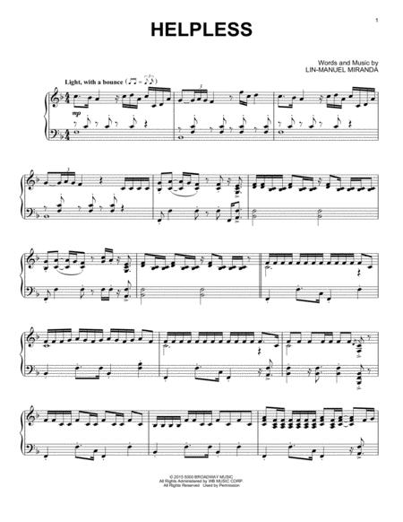 Helpless From Hamilton Arr David Pearl Sheet Music