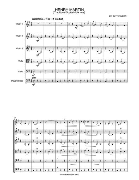 Free Sheet Music Henry Martin Traditional Scottish For String Orchestra