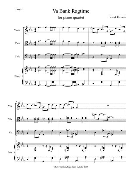 Free Sheet Music Henryk Ku Niak Vabank Ragtime Arr For Piano Quartet Score And Parts