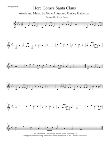 Here Comes Santa Claus Trumpet Sheet Music