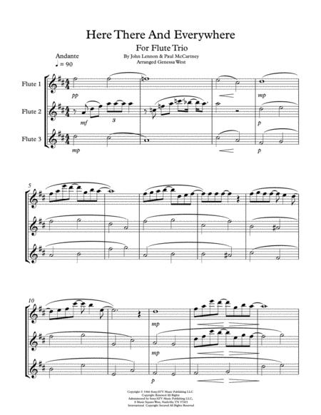 Here There And Everywhere By The Beatles For Flute Trio Sheet Music