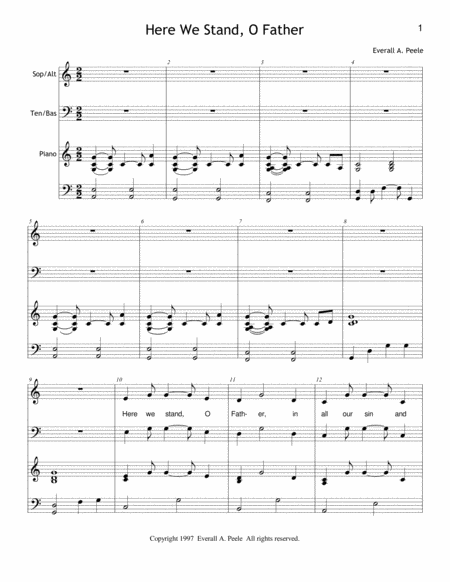 Here We Stand O Father Choir Version Includes Unlimited License To Copy Sheet Music