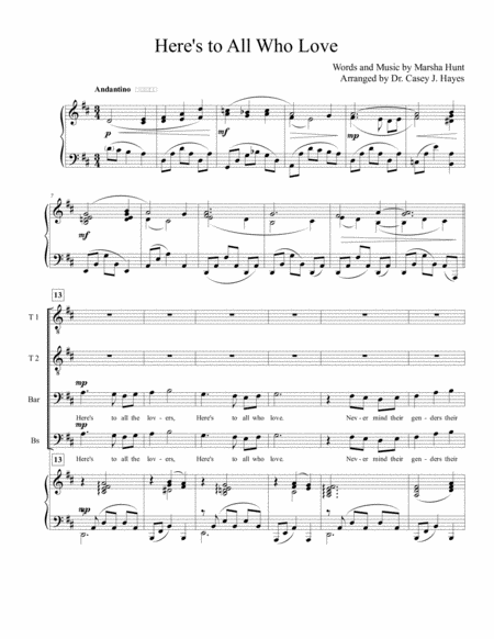 Heres To All Who Love An Lgbt Anthem Sheet Music