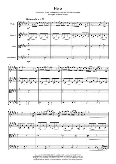 Hero String Quartet Sheet Music