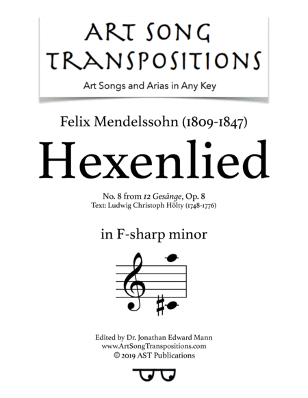 Free Sheet Music Hexenlied Op 8 No 8 F Sharp Minor