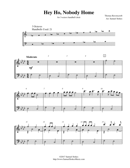 Hey Ho Nobody Home For 3 Octave Handbell Choir Sheet Music