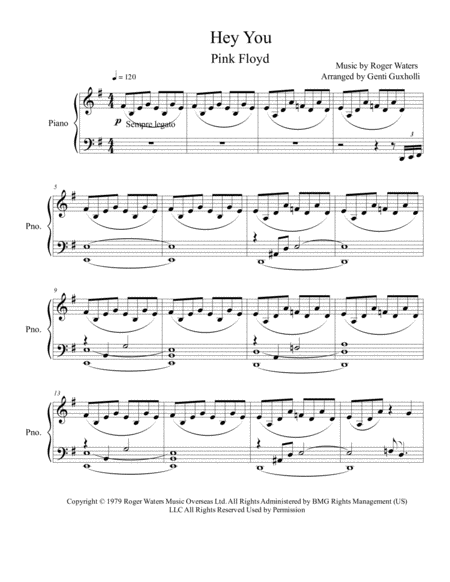 Free Sheet Music Hey You Piano Solo