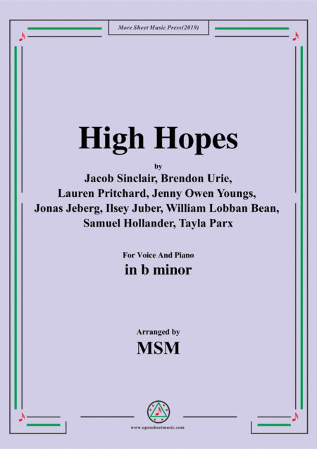 High Hopes In B Minor For Voice And Piano Sheet Music