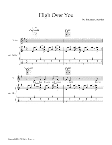 High Over You Tab Sheet Music