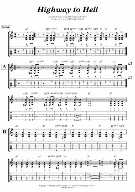 Highway To Hell Tab Included Sheet Music