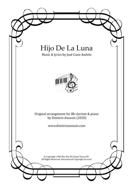 Hijo De La Luna Bb Clarinet Piano Arrangement Sheet Music