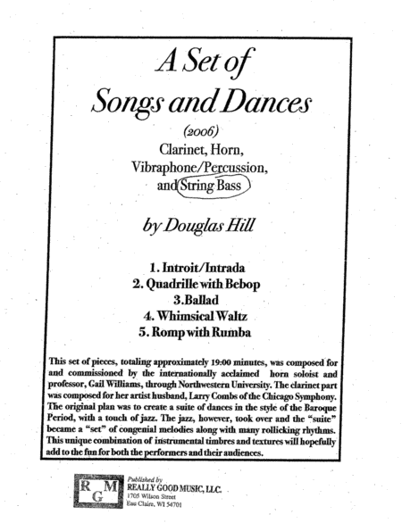 Hill Douglas A Set Of Songs And Dances Sheet Music